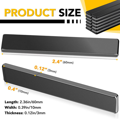 DIYMAG 12 Pack Waterproof Neodymium Bar Magnets with Epoxy Coating | Powerful Rare Earth Magnets, 60 x 10 x 3mm