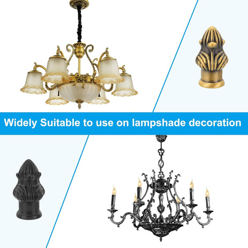 PATIKIL 33 16mm 4 Set x Lamp Finials Caps Knob, Solid Lamp Shade Top Decoration Screw Cap Nuts with Brass Reducing