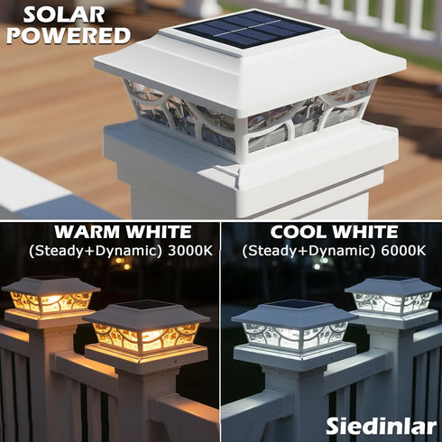 4 4x4 5x5 6x6 (1 Pack) SIEDiNLAR Solar Post Lights Outdoor Modes Deck Fence Post Cap Light for Vinyl Wooden Posts Patio
