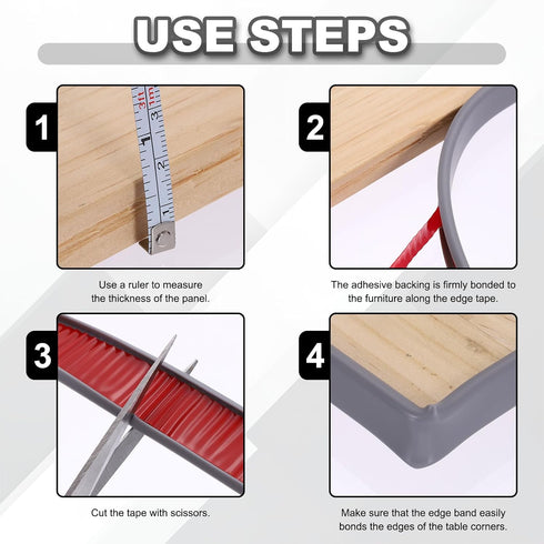 0.35 Inch 19.7Ft Countertop uxcell U-Shape Edge Banding, x TPE Self-Adhesive Veneer Edging Trim Furniture Flexible