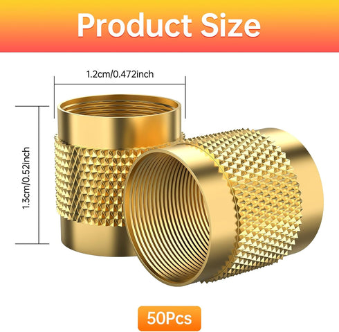 50 Pcs 1/4" Flare Cap, Round Brass with Neoprene O Ring Seal for Plumbing and HVAC