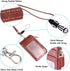 Wisdompro Badge Holder with Zip - 2-Sided Vertical PU Leather ID Holder with 1 ID Window, 4 Card Slots, Brown