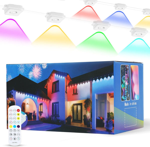 Permanent Outdoor Eaves Lights, 50ft with 30 RGB LED Bulbs for Festive