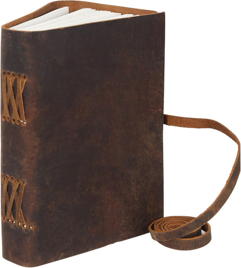 Handmade Leather Journal, 7 x 5 Inches Daily Notepad for Men & Women, Unlined Paper for Artists and Sketching.