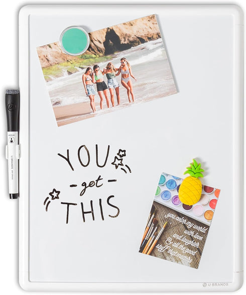 U Brands Contempo Magnetic Dry Erase Board 11”x14”, White Modern Frame, Includes Magnet and Marker