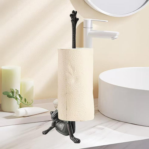 Jeonz Countertop, Cast Iron Paper Towel Holder Frog Leg Toilet Paper Holder Stand, Stable & Durable, Cute Funny Animal