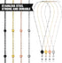 Zonon 4 Pieces Badge Lanyard with ID Holders Stainless Steel Badge Holders Necklace Retractable Reel Clip Chain