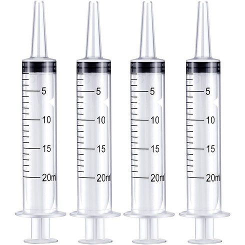 Frienda Large Plastic Syringe 4 Pack, Measuring Tools for Dispensing Multiple Uses (20 ml)