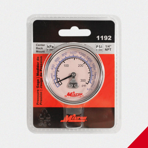 Milton High Pressure Dial Gauge, Brass, 1/4" NPT
