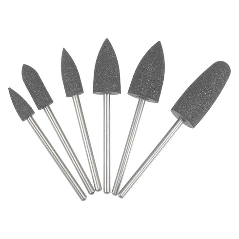 uxcell Mounted Grinding Bits Grinder Heads: Different Head Shapes Silicone Polishing Wheels, Dark Gray 6pcs