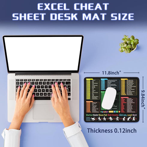 Yuhijoy (1, 11.8" 9.84") Excel Cheat Sheet Desk Pad - Mouse Pad - Excel Cheat Sheet Desk Mat, Non-Slip Base Mousepad