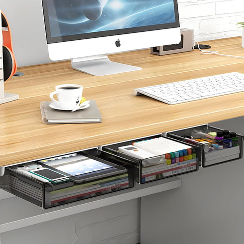Under Desk Table Drawer Storage Organizer, 3 Pack Slide Out Drawers for Hidden Desktop Storage