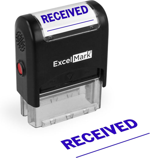 ExcelMark A-1539 Self-Inking Rubber Stamp - Received with Signature Line, Blue