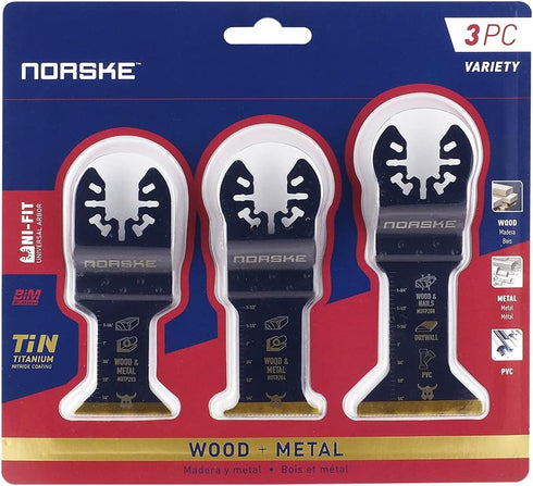Norske Tools NOTP282 Various Wood/Metal Flush Bi-Metal Blade (3/Pack) for Oscillating Tool Accessories