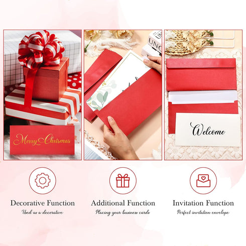 TaoBary 200 Pcs #10 Red Envelopes, Self Adhesive Business Envelopes for Cash, Office Checks & Letter Mailing