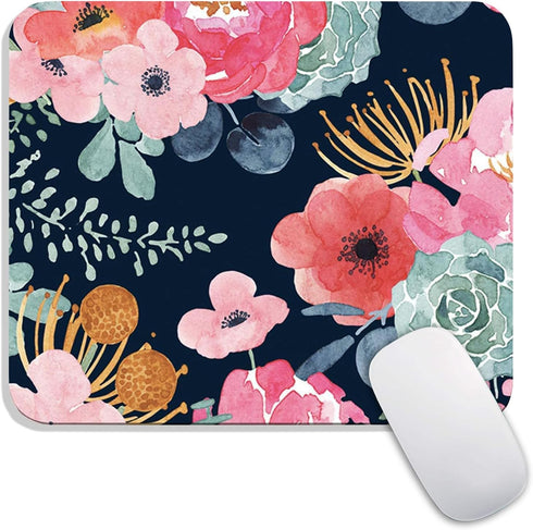 Armanza Square Mouse Pad Pink Flower, Personalized Premium-Textured Custom Mouse Mat Design, Washable