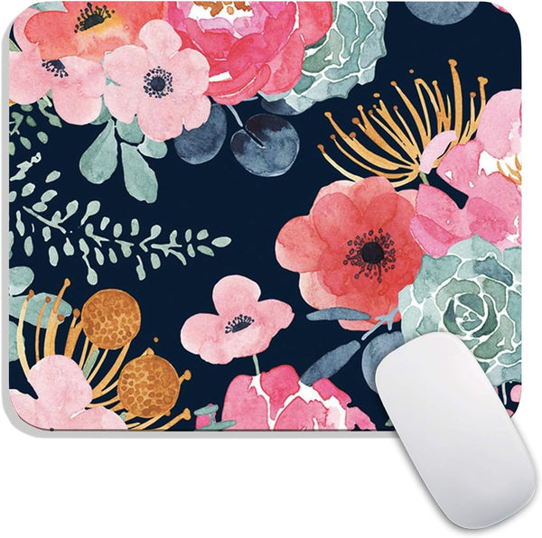 Armanza Square Mouse Pad Pink Flower, Personalized Premium-Textured Custom Mouse Mat Design, Washable