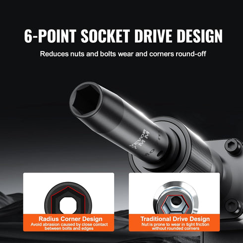 1/2" Set, 9 Set 29-38mm, 6 Set VEVOR Drive Impact Socket Piece Deep Socket Metric Point Cr-Mo Spindle Axle Nut Impact