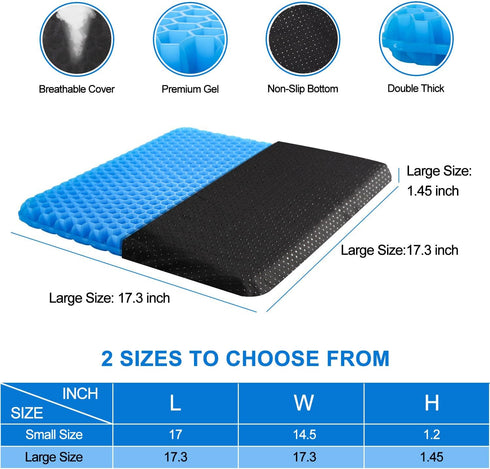 Gel Seat Cushion for Long Sitting (Thick & Extra Large),Cool Seat Cushion,Chair Seats,Wheelchair Seat Cushions,for Office Chair Car Seat,Breathable & Sciatica Pain Relief & Back Pain by EVEME