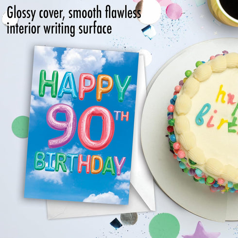 The Best Card Company - 90th Happy Birthday Card Milestone - Fun Greeting for 90 Years Old Birthdays