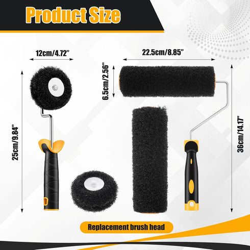 9 Inch 1 1 1 Chumia Drywall Roller Kit with Corner Roller - Standard Frame + Corner Frame, Each with Replacement Cover