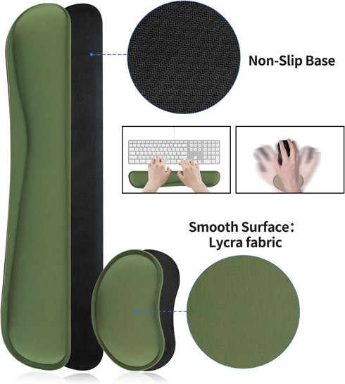 Home(31.515.7 Inches,Olive Bloss Keyboard Wrist Rest + Mouse Wrist Rest + Leather Desk Mat, Non-Slip Desk Mat Protector