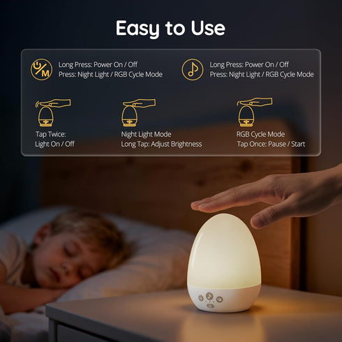Dimming, Harmless, JolyWell Night Light for Kids, Baby Night Light with Sound Machine, RGB Egg Night Light for Nursery