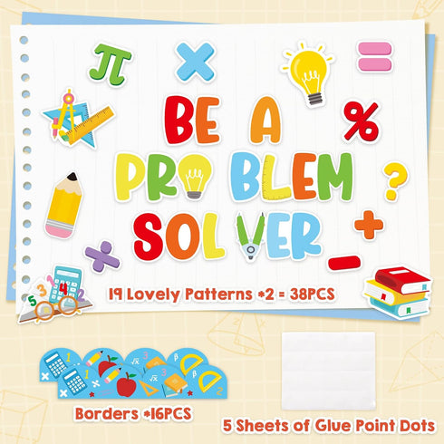 Maths Bulletin Board Set, 54PCS Math Symbols Paper Posters for Back to School Classroom Decoration Ideas