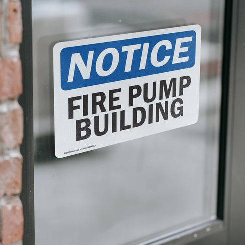 (2 Pack) Fire Pump Building OSHA Notice Sign, 14 Inch X 10 Inch Vinyl Decal, Weather Resistant for Workplace
