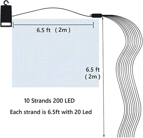 10 200 VOOKRY Strands LEDs Hanging Twinkle Fairy Lights Battery Operated with Remote, Waterproof Waterfall Vine String