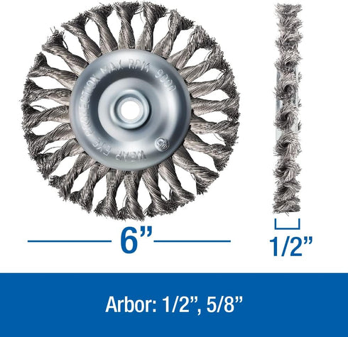 Mercer Industries 184010 - 6" x 1/2" x 1/2", 5/8" Knot Wire Wheel, .014 Carbon Steel Wire