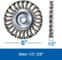Mercer Industries 184010 - 6" x 1/2" x 1/2", 5/8" Knot Wire Wheel, .014 Carbon Steel Wire