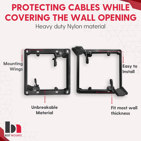 BestMounts - 1 Pack Low Voltage Mounting Brackets 2 Gang for Drywall Outlet Cable Pass Through Wall Plates