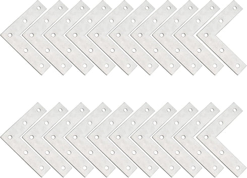 Sipery 20 Pack 4 Inch Silver L Corner Brackets, Repair Mending Corner Braces for Wood, Metal Flat Bracket Braces L