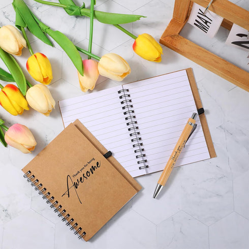 Honoson Inspirational Spiral Notebooks with Pen Set, 4 x 6 Inch, Thank You Gifts for School Teacher Employee