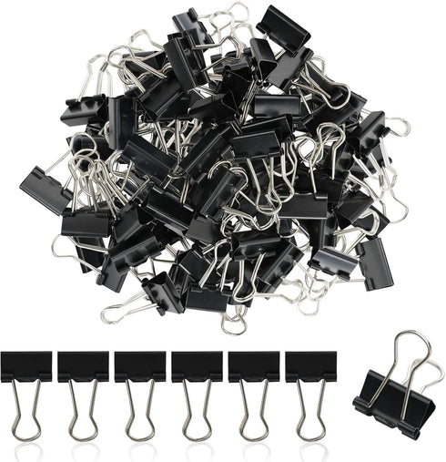 Metal Small Binder Clips, 50 Pack 3/4 Inch Paper Clamps for Office Supplies, Mini Black Clips