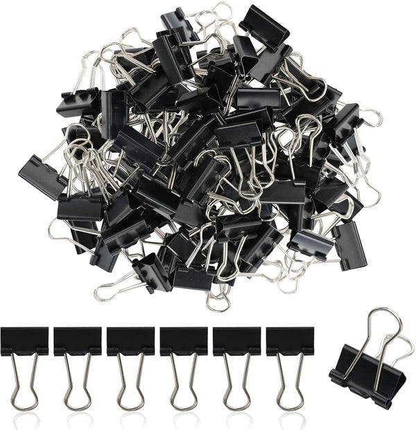 Metal Small Binder Clips, 50 Pack 3/4 Inch Paper Clamps for Office Supplies, Mini Black Clips