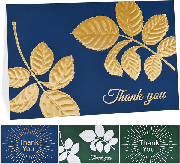 Frelimiu 24 Pack Thank You Cards with Envelopes, Elegant Professional Raised Gold &