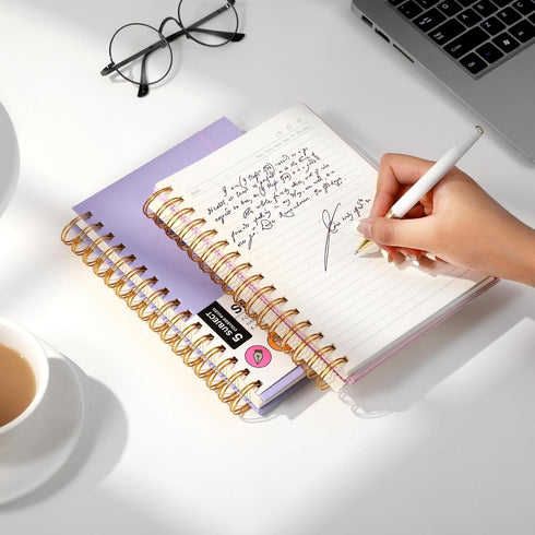 Yoment 6 x 8 College Ruled Subject Spiral Notebook, 100 GSM Thick Paper, Purple Bound Journal for Work School Office