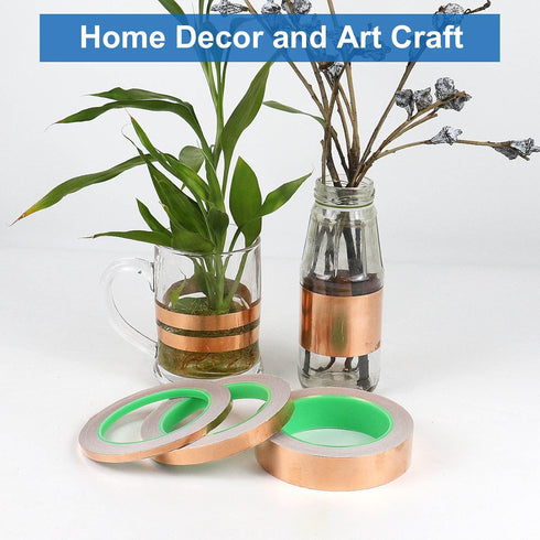 BOMEI PACK Copper Foil Tape 3 Pack (1inch, 1/2inch, 1/4inch x 66ft) with Conductive Adhesive for Electrical Repairs