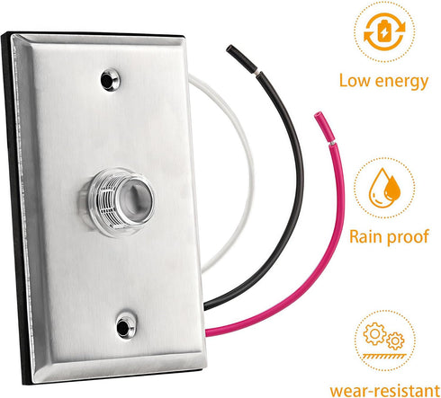 PPZ 2-Pack,Dusk Photocell Sensor for Outdoor Lights w/Wall Plate to Dawn Wire-in Switch Photoelectric Control