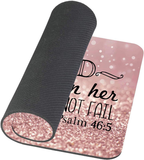 Psalm 46:5 God is Within Her, She Will Not Fall - Bible Verse Mousepad Rubber Gaming Mat 9.5 x 7.9 Inch