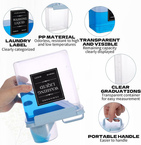 FUPMILPHRANX 4 Pack 61Oz Laundry Detergent Dispenser, Clear Plastic Liquid Laundry Soap Dispenser with Removable
