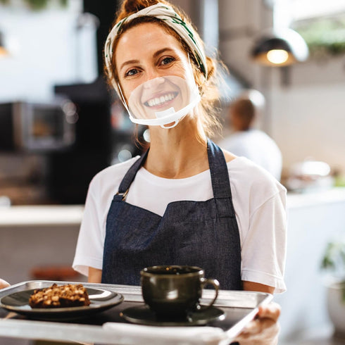 20 Veemoon PCS Clear Mouths Masks,Anti-Fog Mouth Shield Plastic Chef Masks with Chin Rests for Restaurant Catering