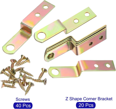 20 0.4 Inch uxcell Pcs Z Shape Corner Bracket, Right Angle Picture Frame Braces Bracket Shelf Brackets Fastener