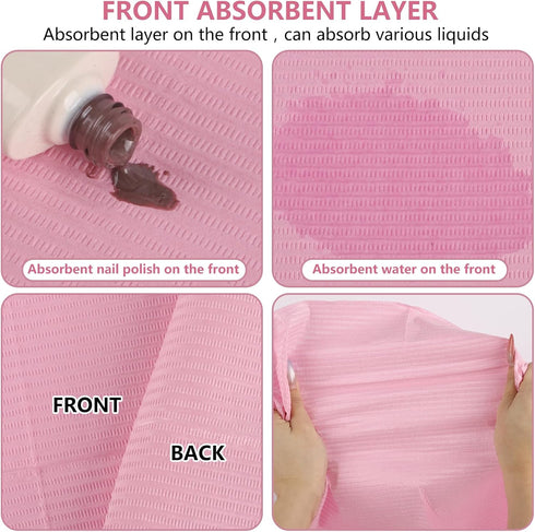 125 Pack 3 Dental Bibs Disposable Ply Dental Bibs Waterproof Pink Dental Bibs for Nail Salon, Dental Clinic, Pet