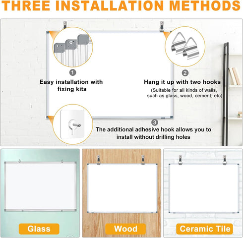 H-Qprobd White Board Dry Erase, 18"x24" Wall Mounted Magnetic Whiteboard with Aluminium Frame for Home Office