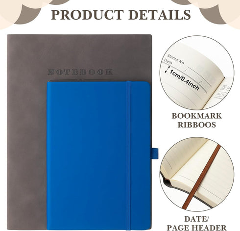 SATINIOR 5 Pack A4 Notebooks, Large Journal, 360 Pages, Leather Softcover, 8.5'' x 11'' (Mixed Color)