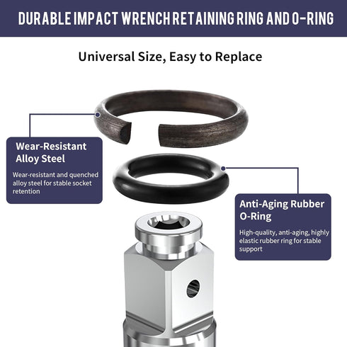 10 Packs 1/2" Impact Wrench Socket Retainer Rings with O-ring, Replacement Parts