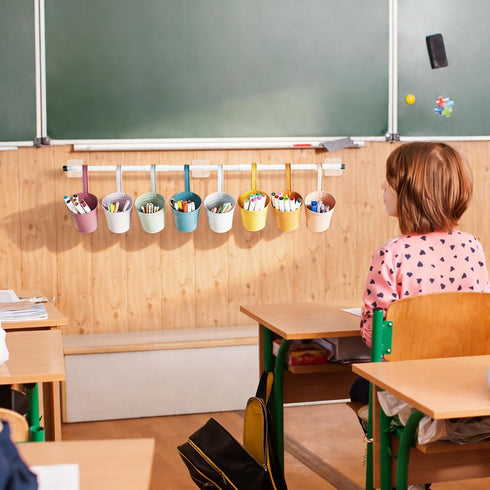 8 OBUSATT PCS Boho Metal Pencil Holder with Pipes Back to School Hanging Iron Small Pails Colors Crayon Organizer First
